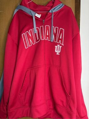 Pro Edge Indiana University Red Hoodie with Gray Trim